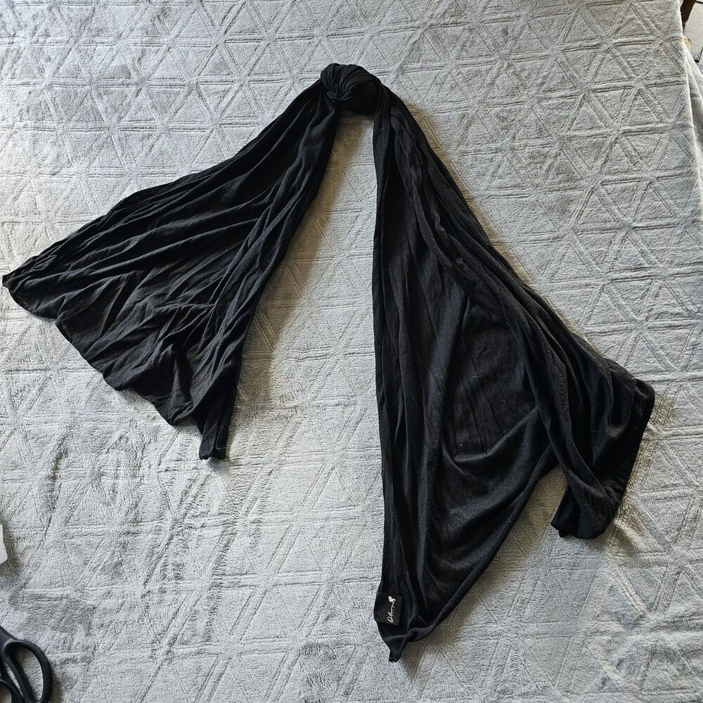 O’rageous Black Solid Knit Polyester Rectangle Scarf Wrap, Hand Wash Only